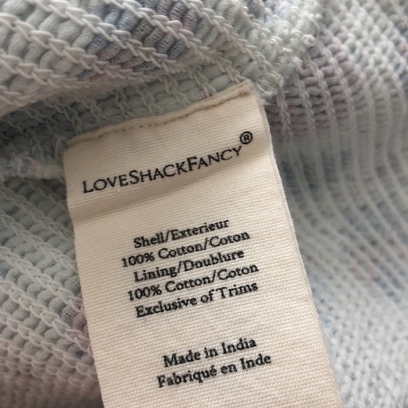 LoveShackFancy Kodie Dress Smocked Flutter Sleeve Blue Printed  L - Picture 9 of 12